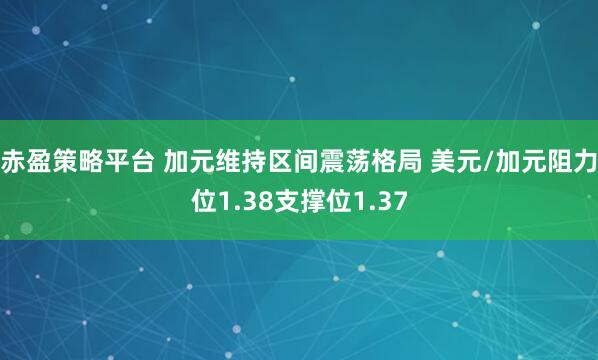 赤盈策略平台 加元维持区间震荡格局 美元/加元阻力位1.38支撑位1.37